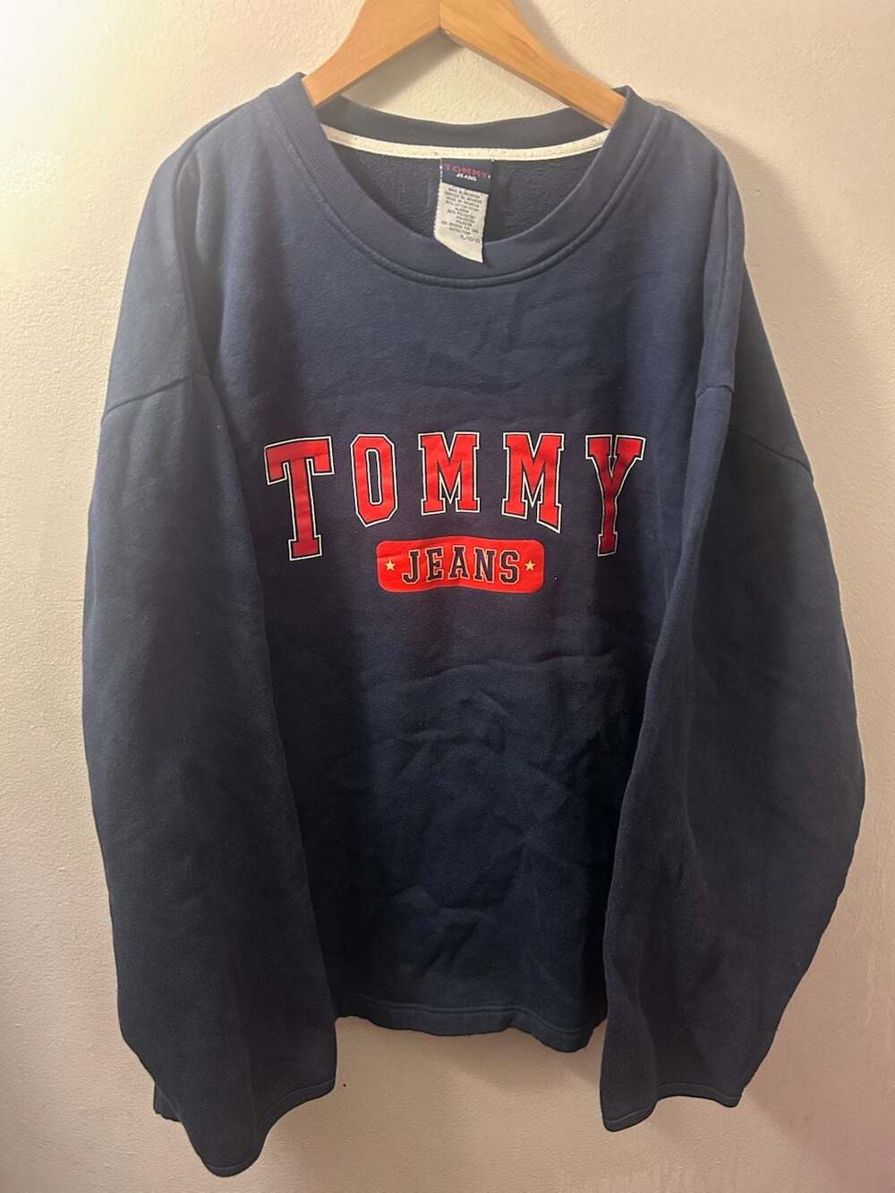 Vintage Tommy Jeans Logo Crewneck Sweatshirt Navy Blue XL